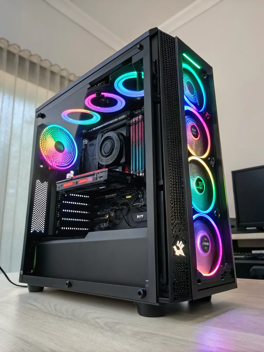 An image showcasing the sleek and modern design of a premium PC case, with customizable RGB lighting and clean cable management.